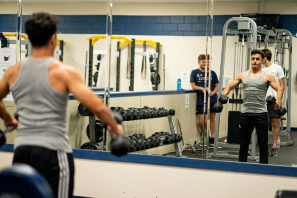 Student working out in gym